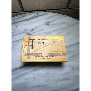 Advance T Pins Beauty Products Chicago Illinois Vintage Hair Pins Original Box